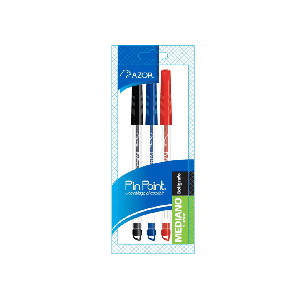 Pluma negra, azul y roja